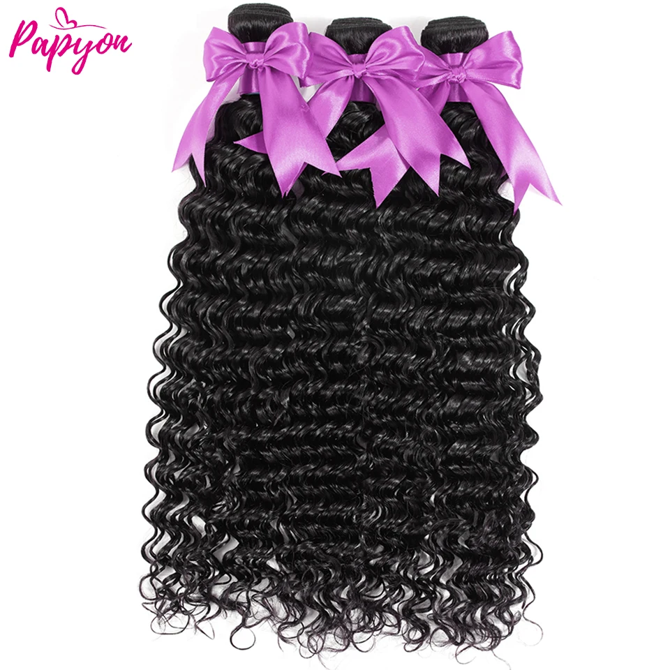 Deep Wave Curly Hair Bundles With 4x4 Lace Closure Remy Human Hair Bundles With Closure Brazilian Weave Hair Extensions