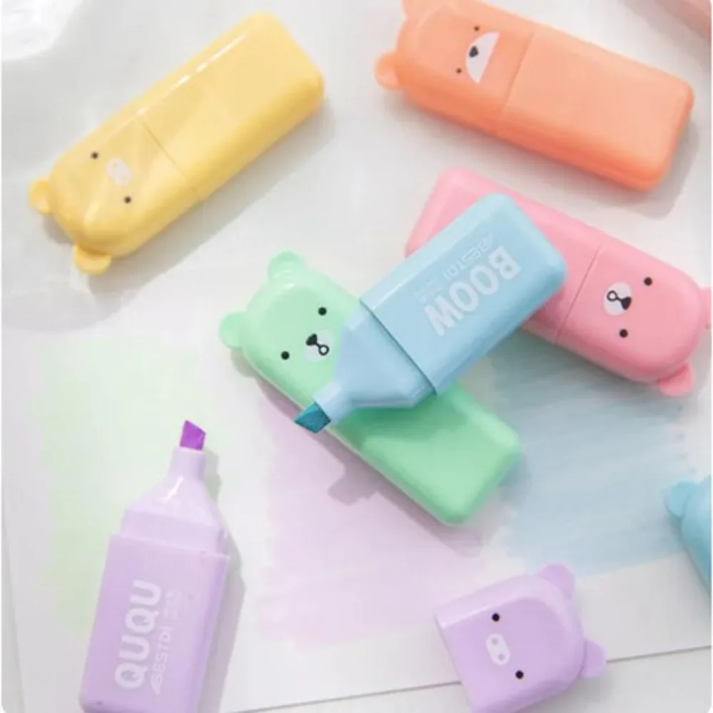 휴대용 미니 소프트 팁 형광펜 펜 섬유 NIB 플라스틱 컬러 대용량 마커 펜 대용량 형광펜 학생용
