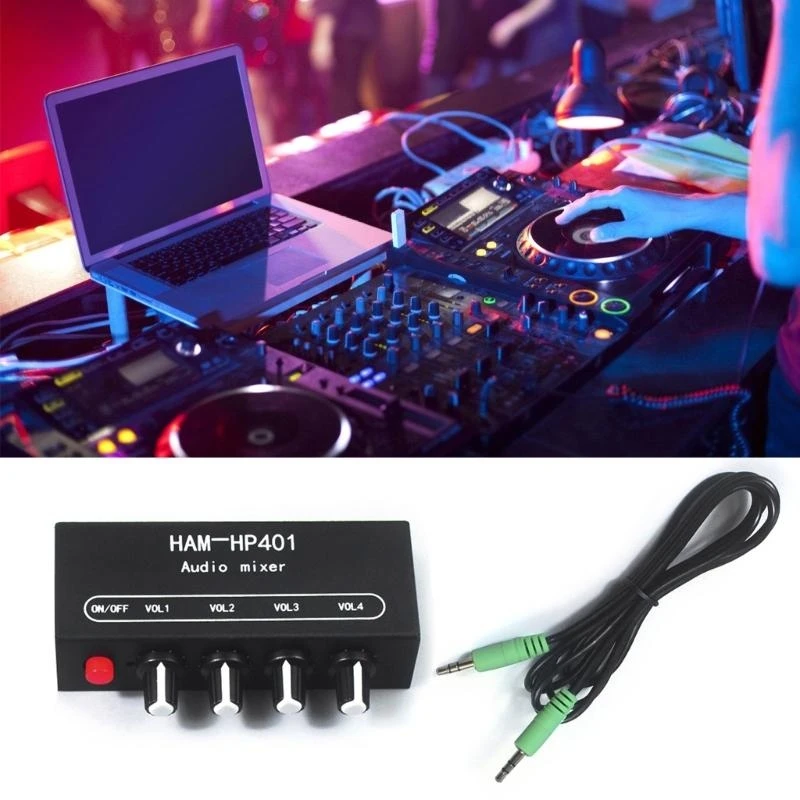 HP401 스테레오 청각 믹서 유통 업체 신호 선택기 4 입력 1 출력 3.5mm 개별 제어 헤드폰 앰프 83CE