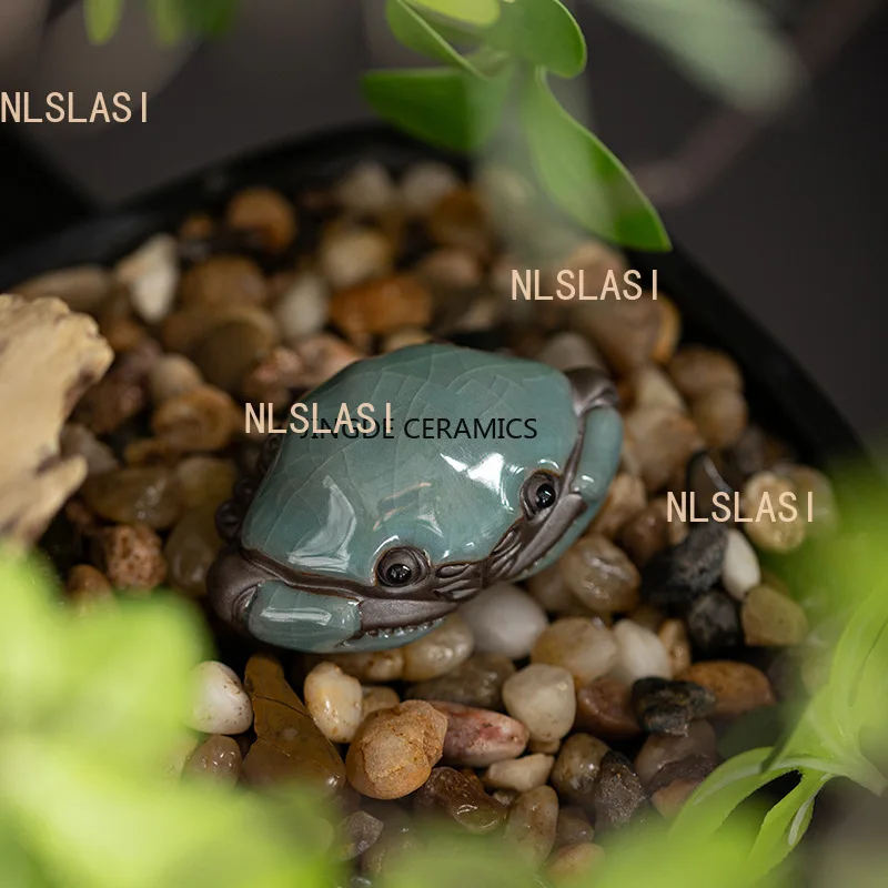 Cracked Glaze Crab Play Handmade Kongfu TeaPet Decoration Tea Table Tea Ceremony Accessories Tea Pet Furniture For Display