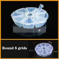 Container round 8 grids Plastic Box Practical Adjustable Compartment bead storage case Screw Holder Case Organizer
