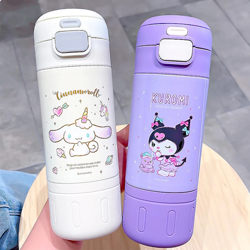 Everyday Delights Sanrio Kuromi Stainless Steel Insulated Water Bottle with  Cup, Straw and Bag 500ml - Purple