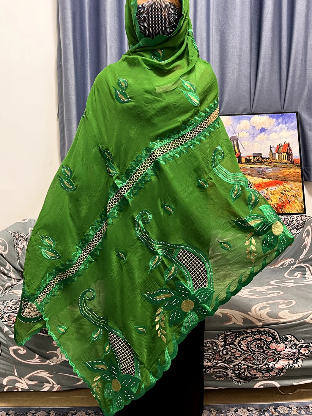 African Women Scarf 2023 Prayer Shawl Cotton Embroider Dimond Hijabs Fashion Headscarf Turkey India Shawl For Women  210x110cm