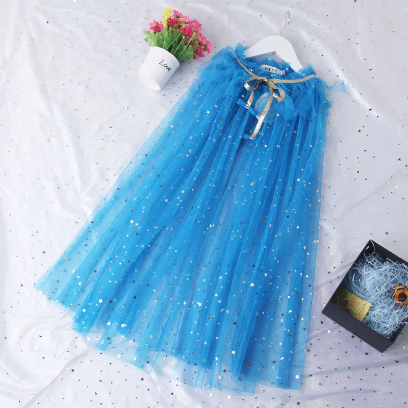 Girls Sequins Elsa Mermaid Ariel Princess Cloak Halloween Party Fancy Rapunzel Dress Up Cape Costume Gradient Mantle cosplay costume mermaid costume