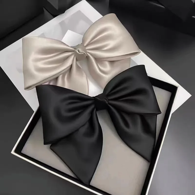 

Cloth satin bow hairpin style female Korean net celebrity hairpin horizontal clip ponytail clips temperament hair accessories