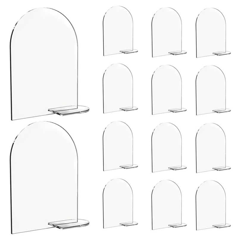 투명 아크릴 사인 아치 스탠드 빈 손님용 이름표, 웨딩 테이블 번호 거치대 장식 용품, DIY 장소 카드, 10 개, 20 개