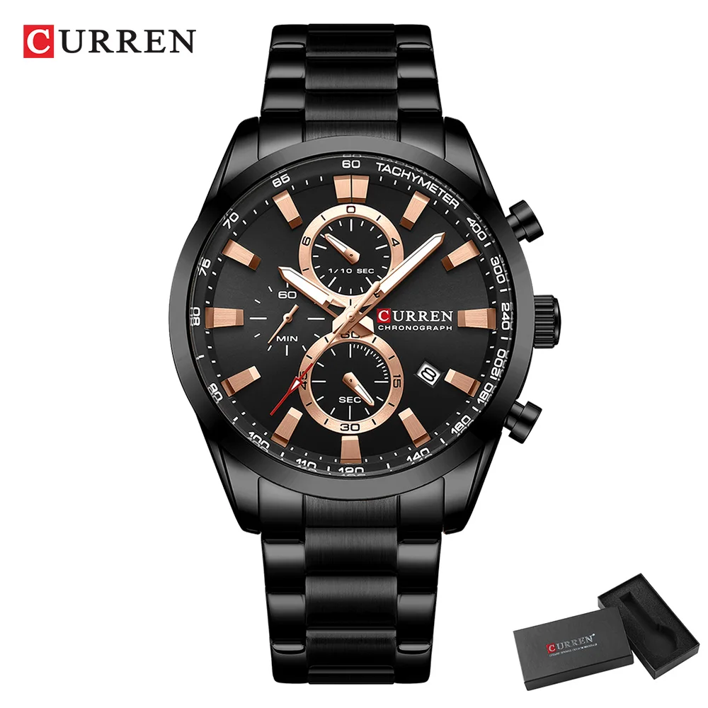 Curren *出品 CURREN Quartz Chrono Sport Watch Brands for Men - Stainless Steel