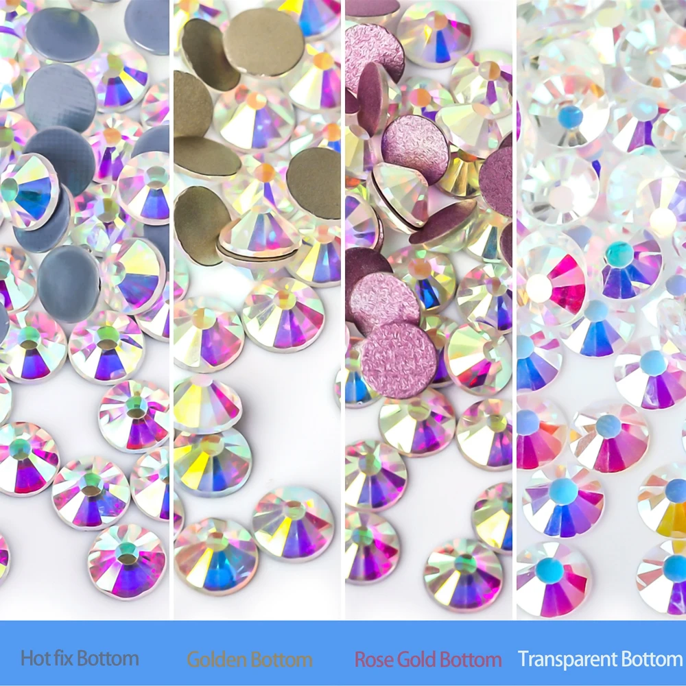 QIAO SS3-SS50(1.3mm-9.5mm) AAA rhinestone crystal AB clear Non Hotfix flatback  Rhinestones