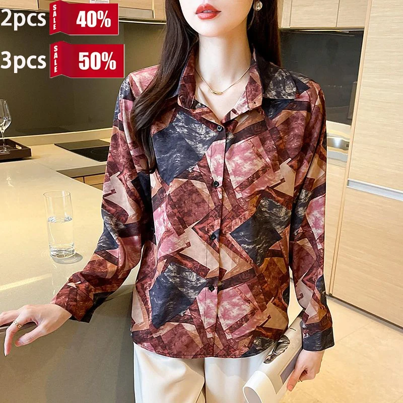 

New Arrival Ladies' Shirts for Elegant Style Women's Button-Down Tops with Graceful printing Spring Autumn tops blusa mujer
