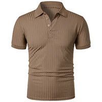 POLO vertical à manches courtes pour hommes, vêtements de sport, de course, de fitness, d'été, très extensible, chemise de base en tricot mince 3