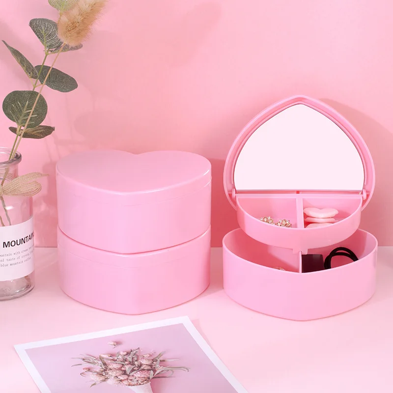 2022NewPinkGirlHeartStorageBoxJewelryDesktopJewelryBoxGirl