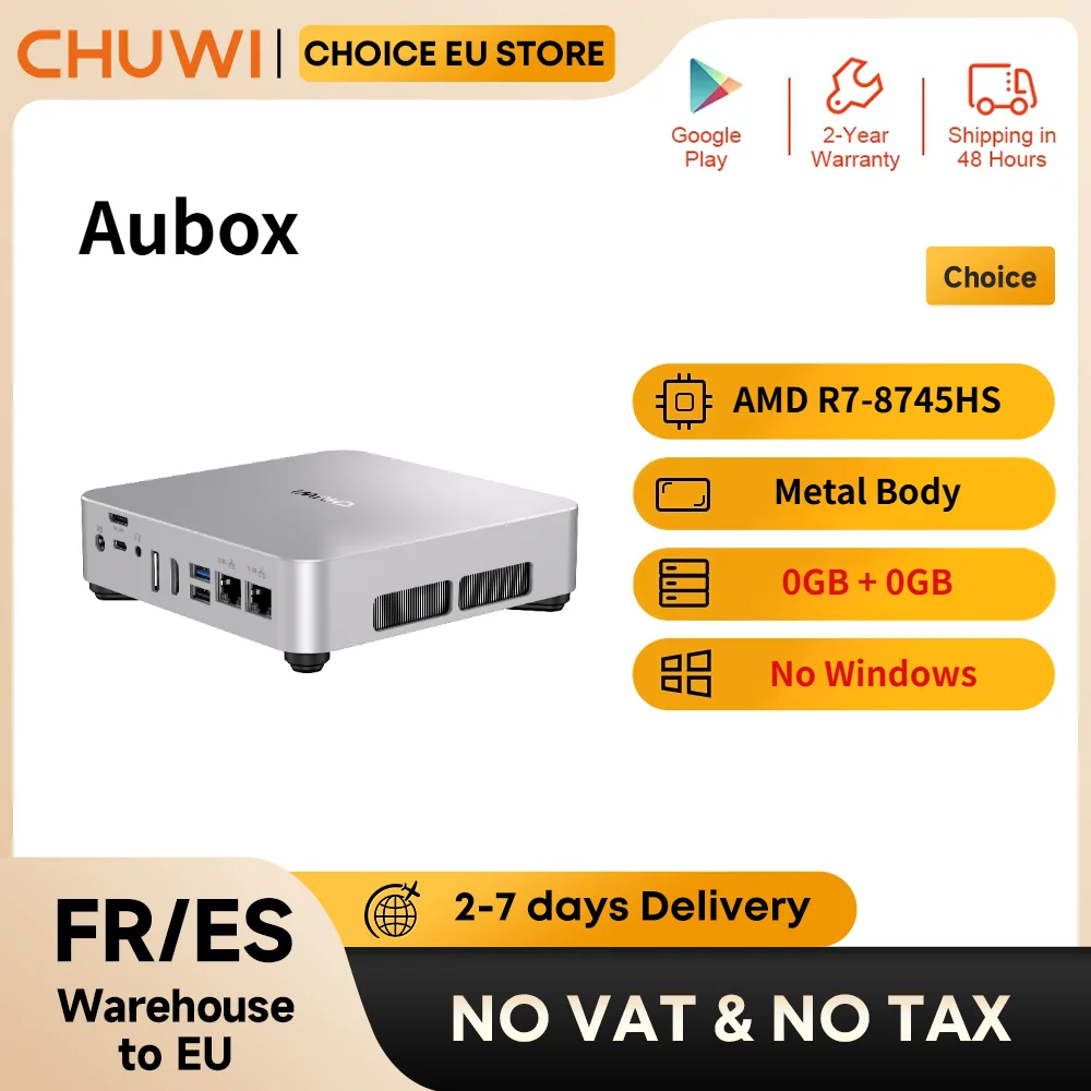 CHUWI Aubox Mini PC con Ryzen 7 8745HS, WiFi 6 e BT 5.2 senza RAM e ROM