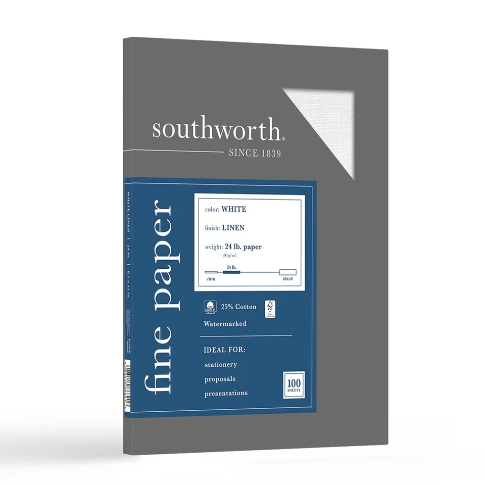 Linen Finish White Business Paper 100 Sheets