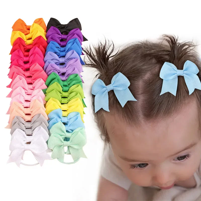 

40Pcs Ribbon Pigtail Hair Bows Elastic Rubber Hair Ties Hair Bands Holders Headwear Head Accessories For Baby Girls Infants