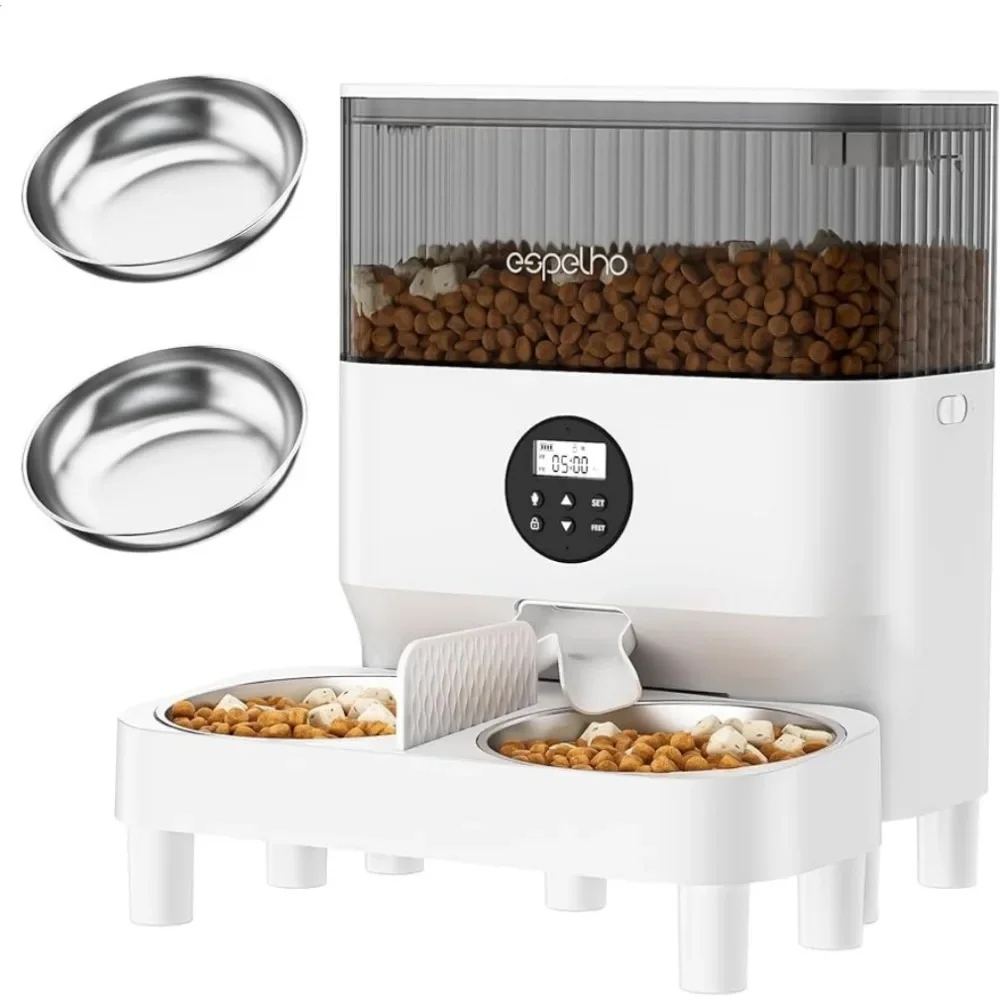 

Elevated Automatic Cat Feeders - 7L Timed Cat Food Dispenser With Single Bowl & Double Bowls Things for Cats Cats Pet Products
