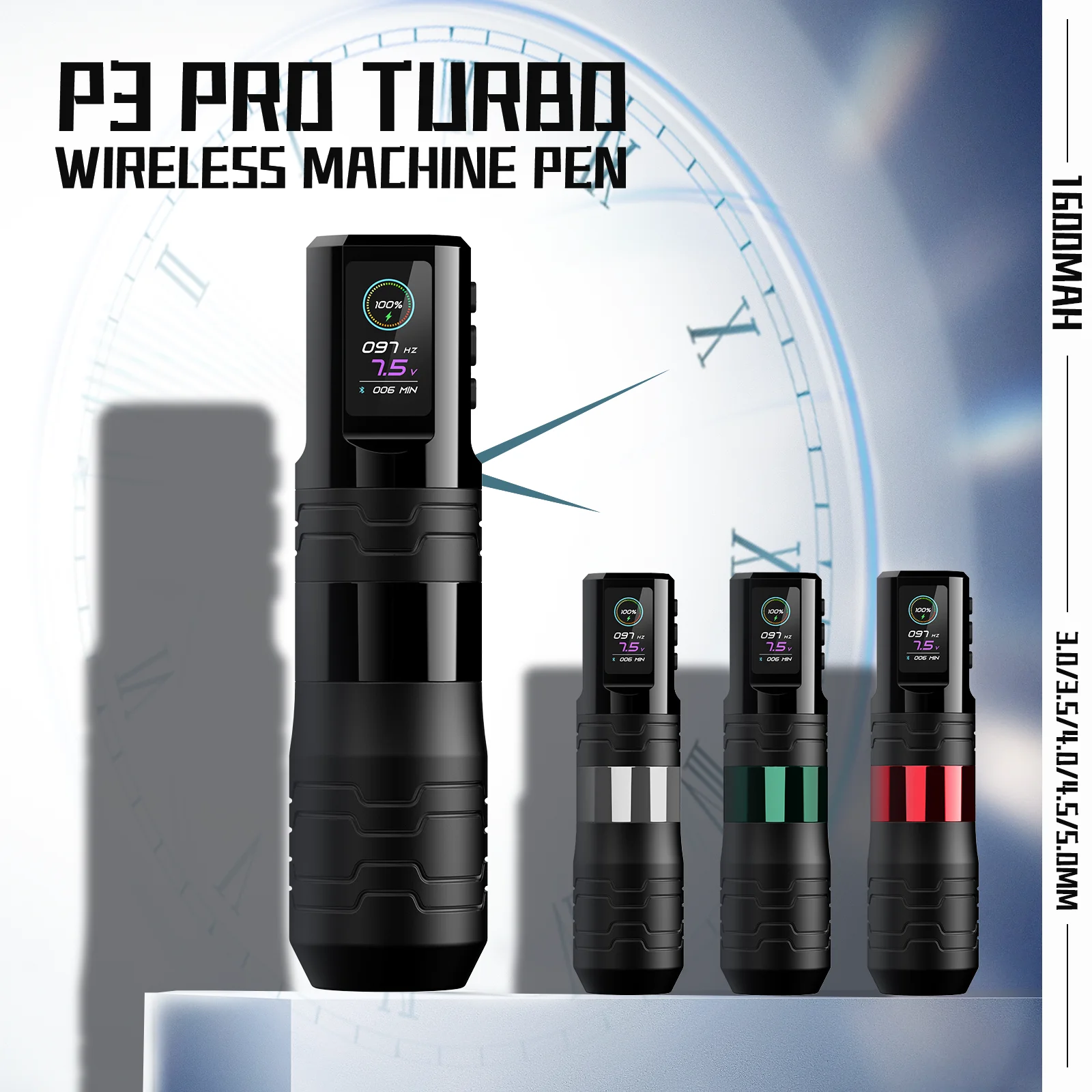 

EZ P3 Pro Turbo Wireless Battery Tattoo Pen Machine Adjustable Stroke Rotary Tattoo Pen OLED Digital Display Portable Power