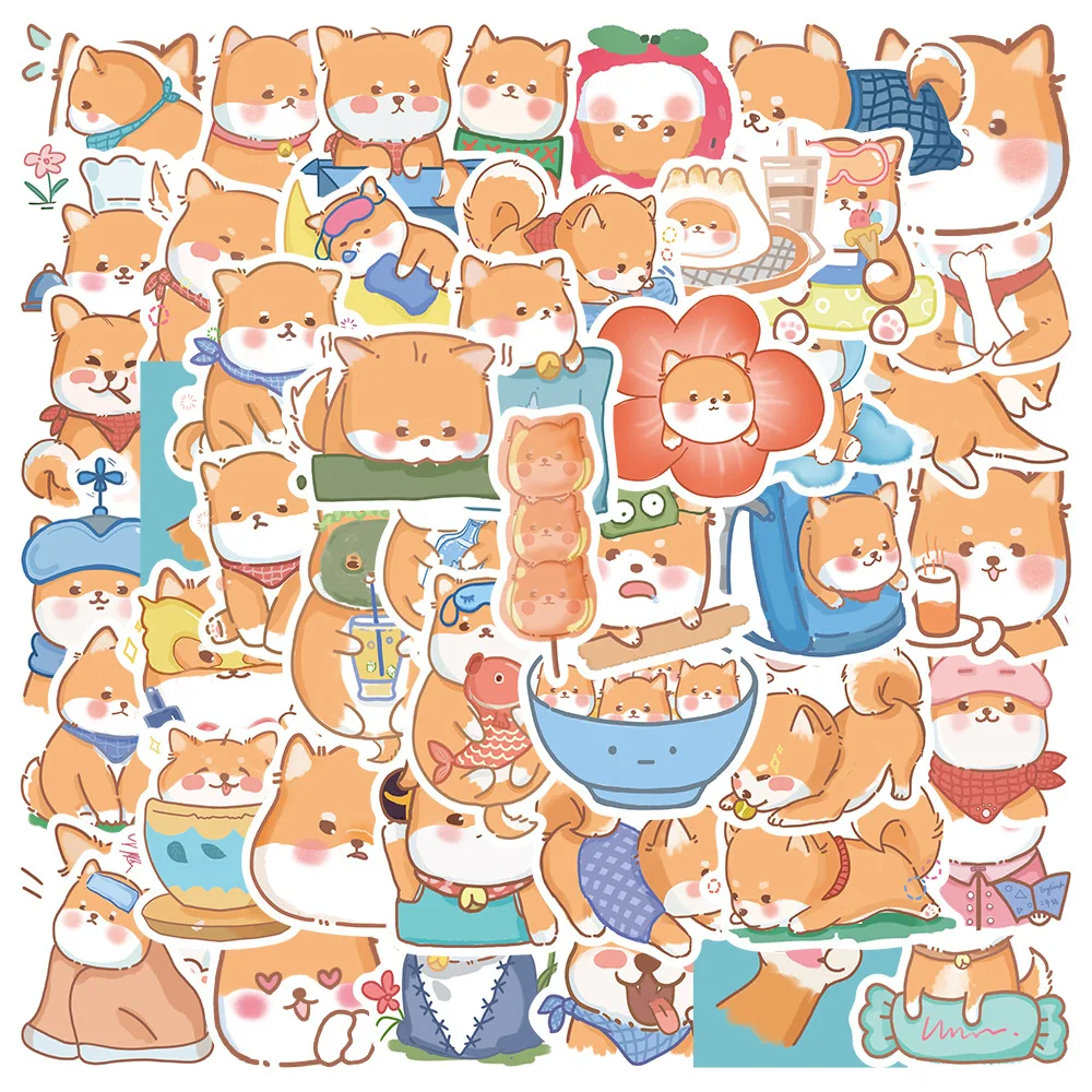 10/30/50PCS Cute Cartoon Shiba Inu Animal Stickers Car Motorcycle Travel Luggage Guitar Waterproof Graffiti Sticker