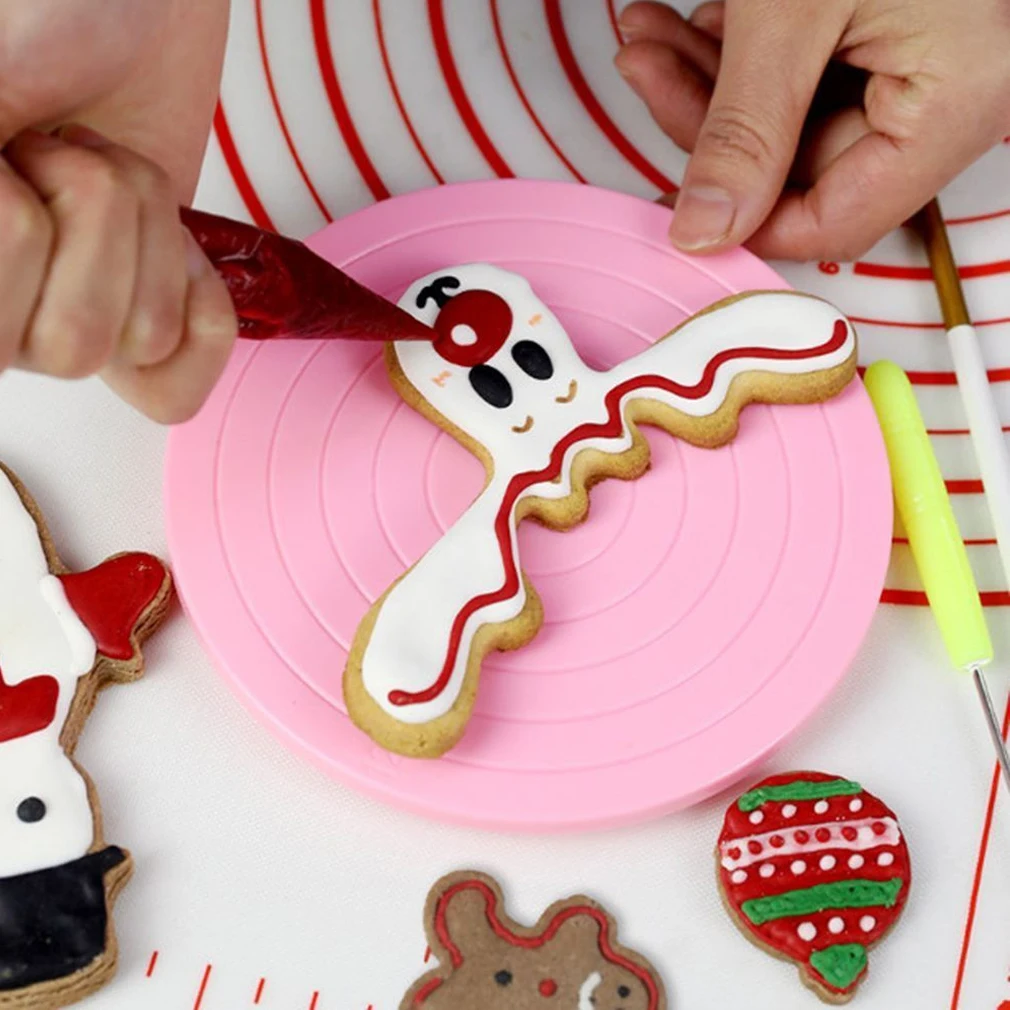 Description Picture 3 of item14cm Mini DIY Cake Decorating Rotating Turntable Display Stand Icing Baking Cookies Cafe Bra Pink Kitchen Tools New