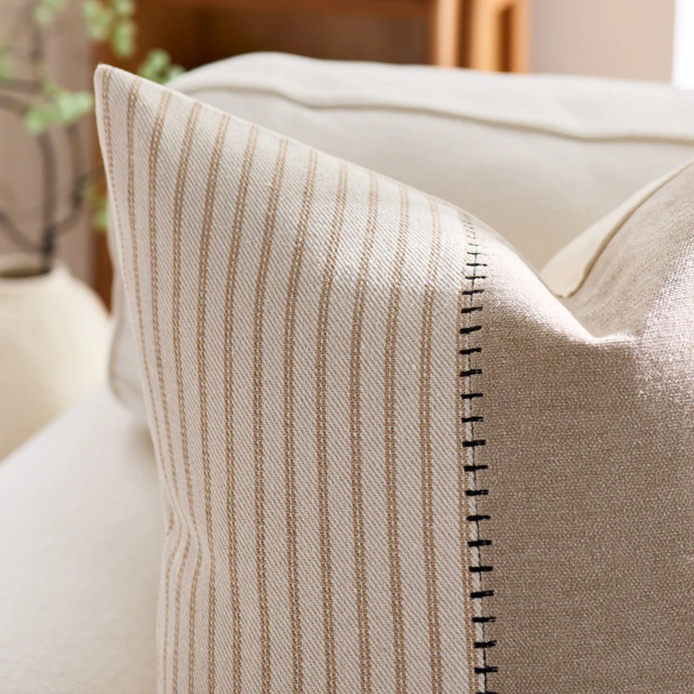 Farmhouse Boho Stripe Cotton Patchwork Throw Pillow Covers
