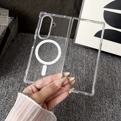 Magnetic Shockproof Transparent Folding Case with Hard PC Back & Soft TPU Cover for Galaxy Z Fold4 (Clear)