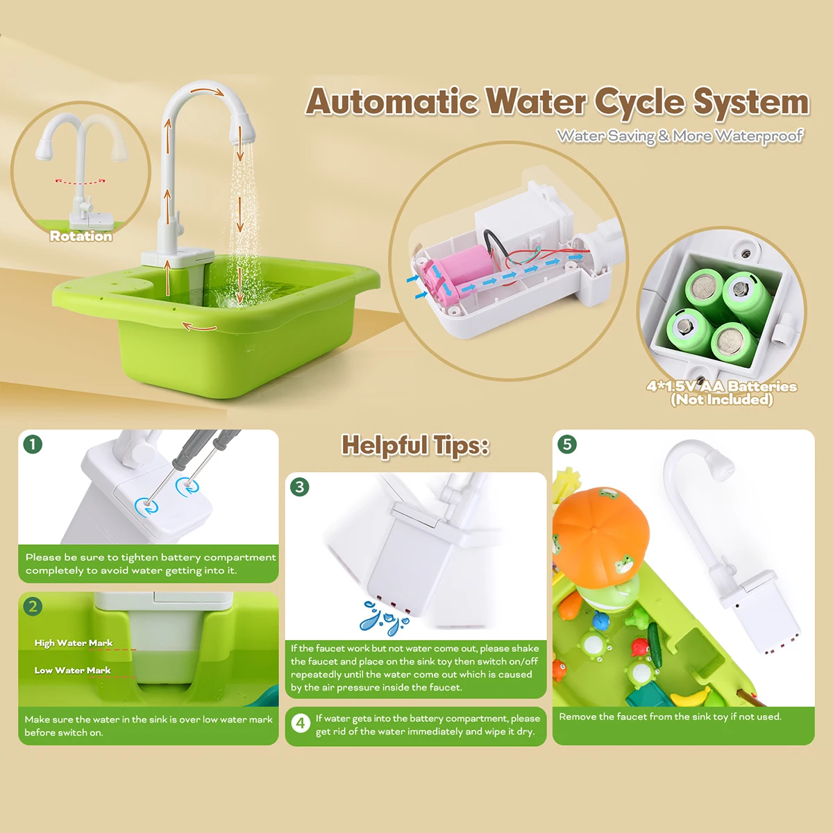 Kids Electric Dishwashing Play Sink 5