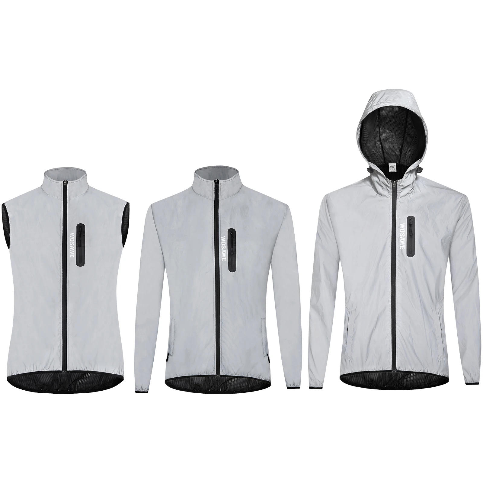 WOSAWE 풀 반사 사이클링 재킷 야간 발광 재킷 MTB 자전거 윈드브레이커 여행 스포츠 사이클링 의류
