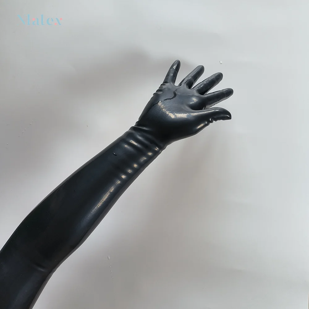 Classic Black 3D Seamless Latex Men's Gloves for Gym/Nightclub/Multi-Scene, Plus Size L-XL