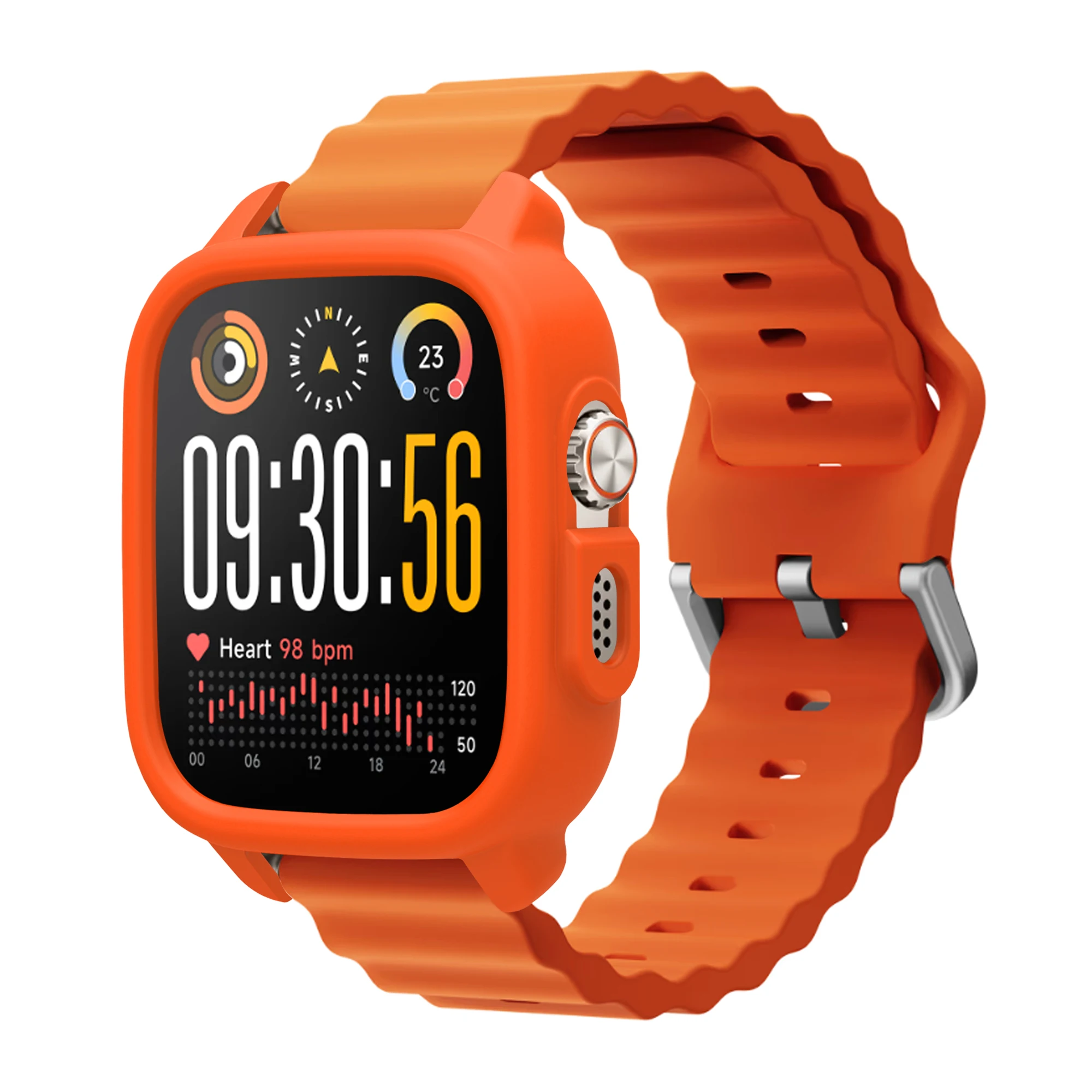 Silicone Protective Case with Tempered Glass for Smartwatch - Durable Cover and Screen Film Set