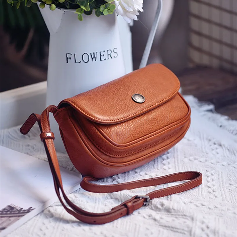 

Simple casual handmade organizer geuuine leather female crossbody bag outdoor travel natural real cowhide shoulder bag for women