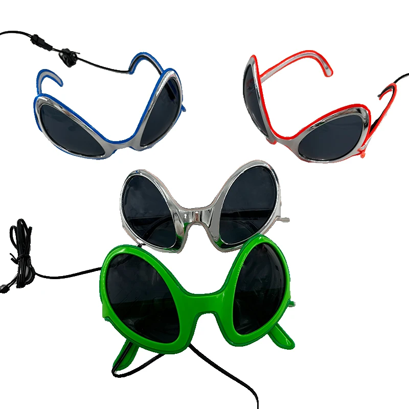 Modes imulation Alien Brille lustige Alien Brille Martian Kostüm grün Rahmen LED Brille für Urlaub Party Lieferungen – Detail 7