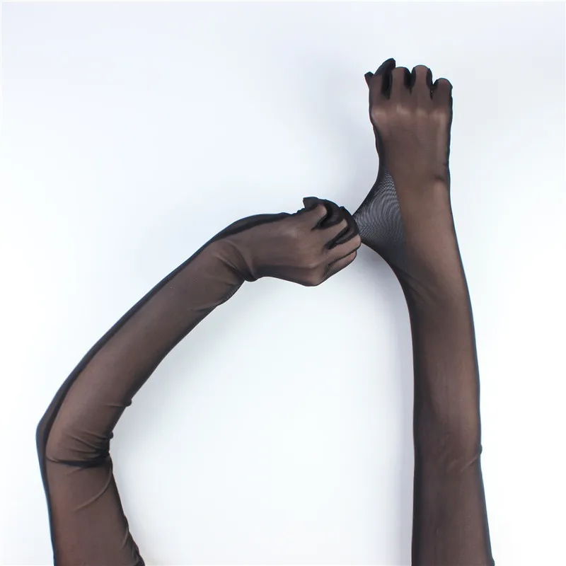 53cm Elasticity Tulle Mesh Transparent Gloves Women Sunscreen Breathable Driving Gloves