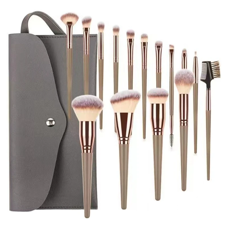 

15Pcs Champagne Gold Makeup Brush Set Loose Powder Brush Eyebrow Brush Full Set Makeup Brush