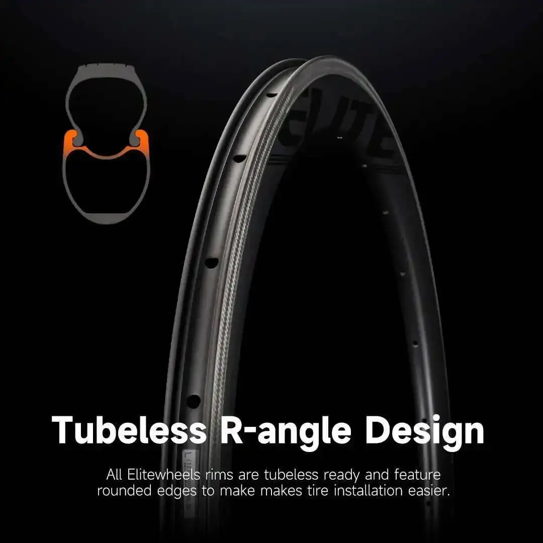 ELITEWHEELS Road Bike Carbon Rim 700C 30 38 50 55 60 82mm Depth UD Matte 3K Twill Braking Surface