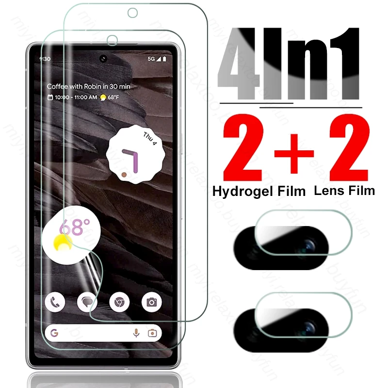 3 In 1 999D Curved Soft Hydrogel Film For Google Pixel7a Camera Screen