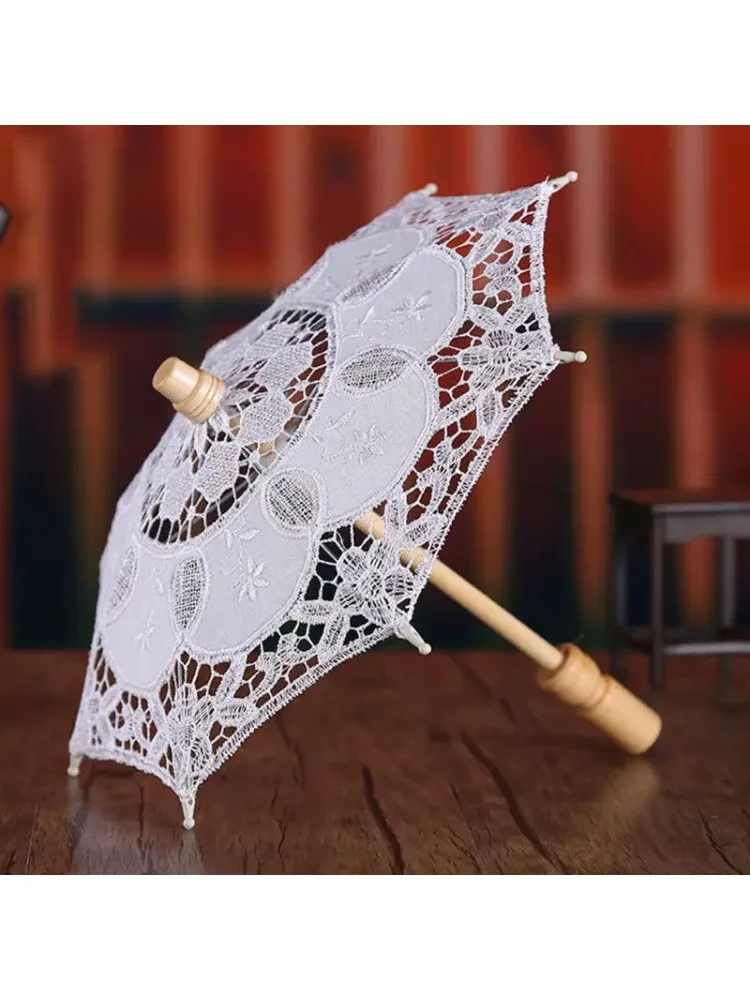 *Womens Manual Opening Wedding Bridal Parasol Umbrella Hollow Out Embroidery Lace