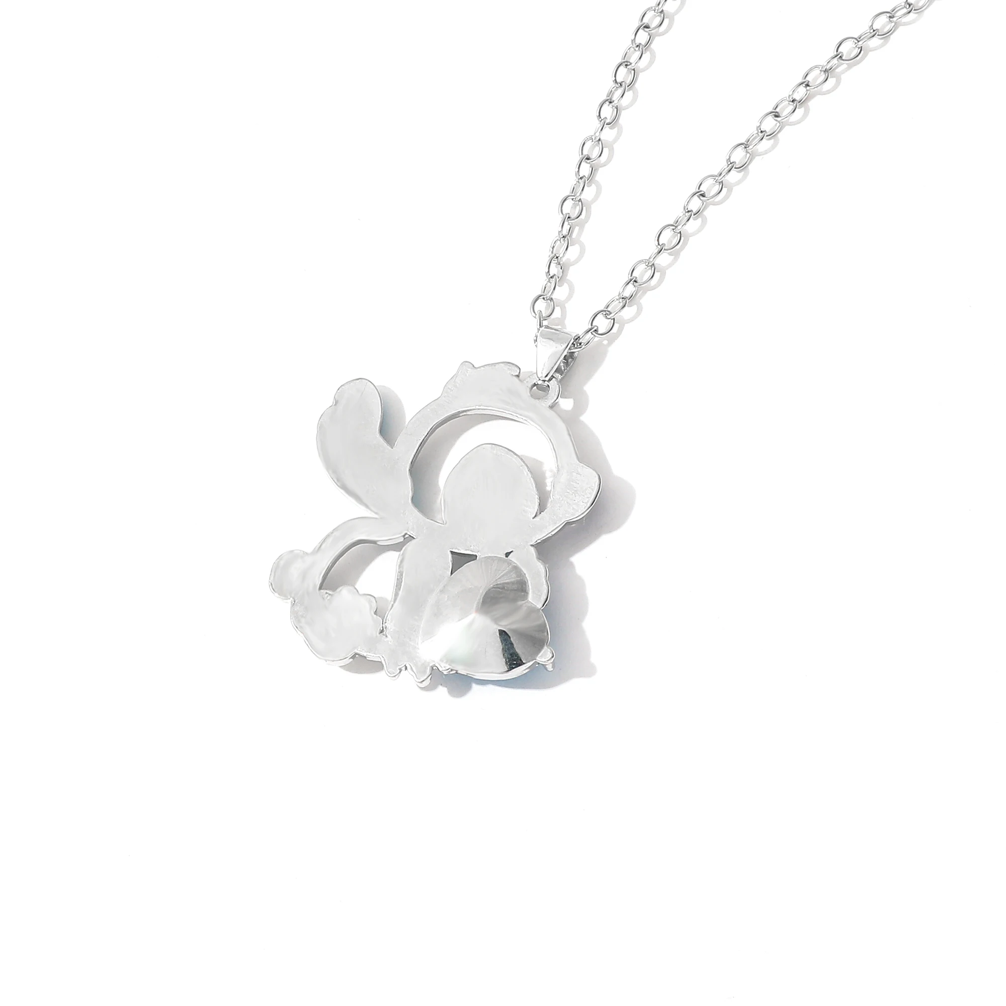Lilo & Stitch Heart Rhinestone Necklace for Girls Anime Charms Pendant Fashion Jewelry Aesthetic Accessory Birthday Gift