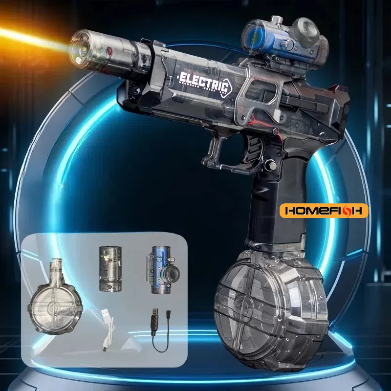 Water Guns Electric Pulse Self-integrated Automatic Water-Absorbing Large-Volume Lighting Kids Toys