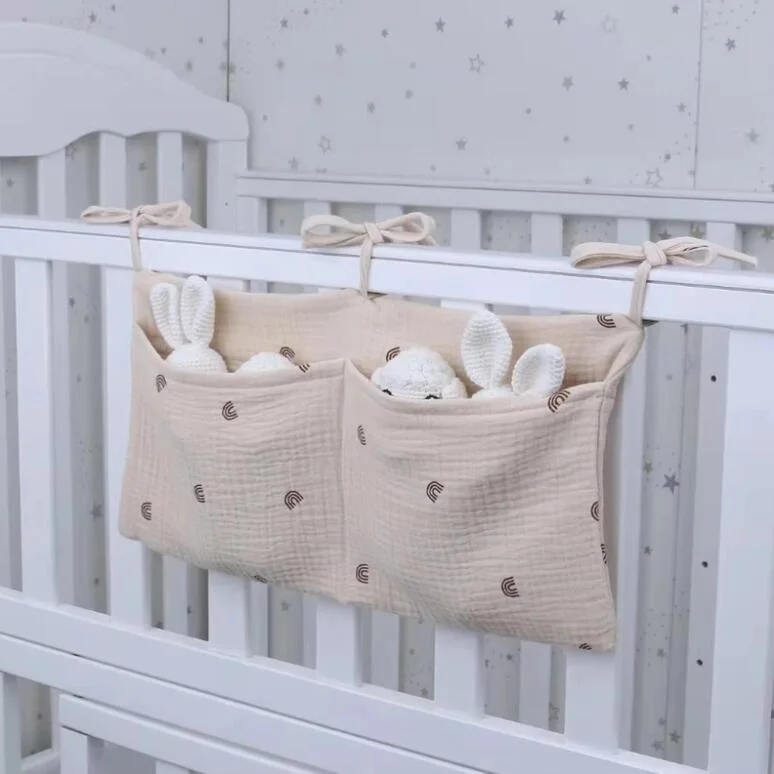 Baby Crib Organizer with 2-Pocket Hanging Storage Bag