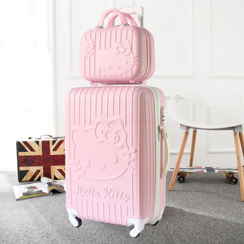 Valise Cabine à Roulettes Sanrio Hello Kitty - Coque Dure Rose, Taille 19 Pouces, Pour Enfants