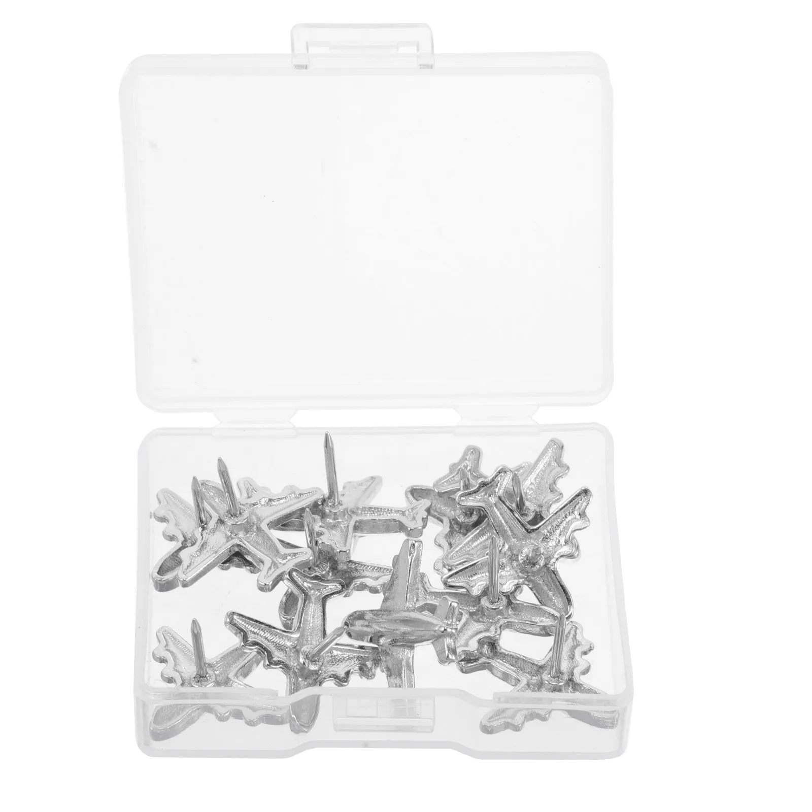 24Pcs 실버 메탈 비행기 모양 푸시핀 3D 장 압정, 지도, 게시판, 코르크 벽, 사무실, 가정, 여행, 공예용