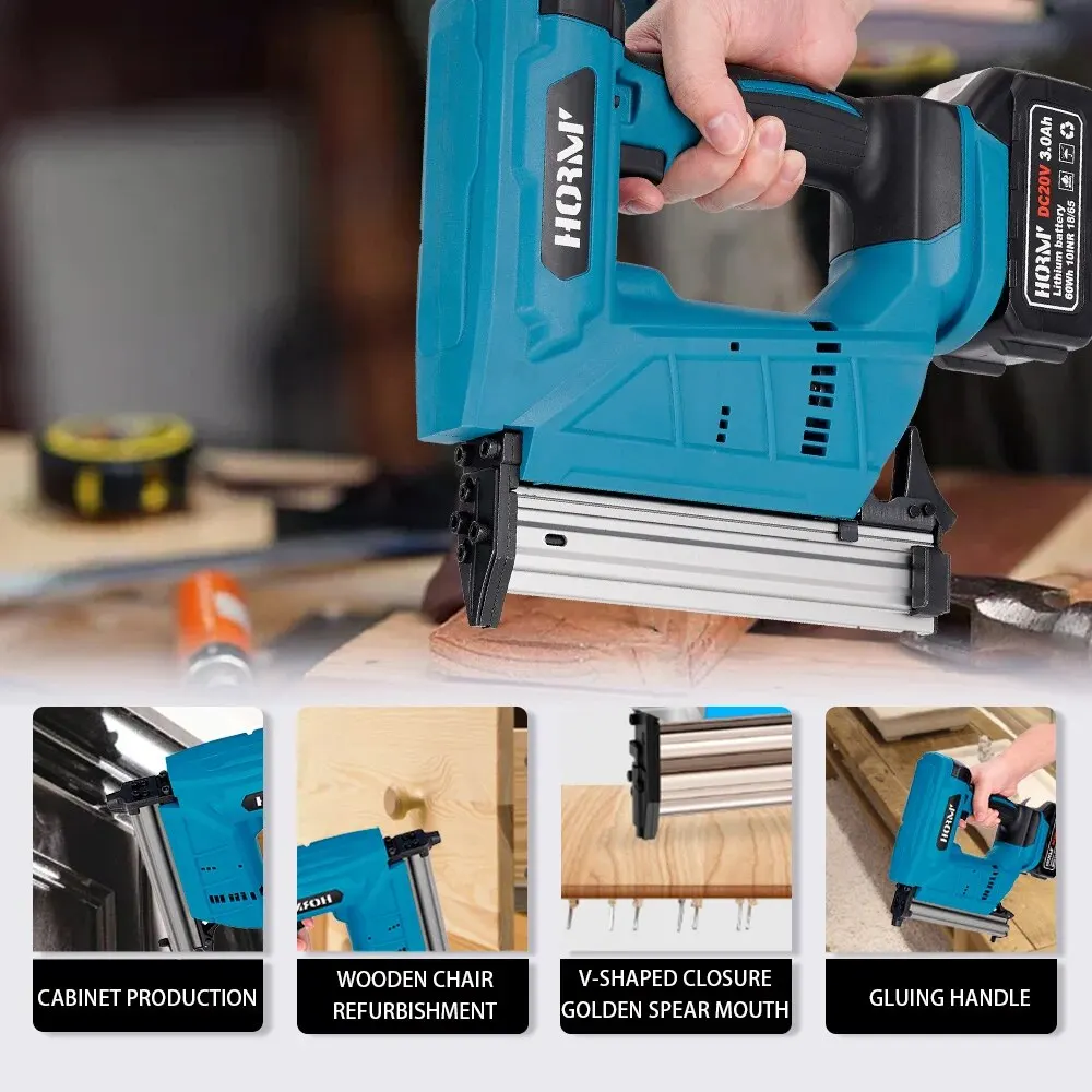 Hormy Cordless F30 Nail Gun Electric Furniture Carpentry Tacker Stapler Woodworking Power Tool Staple Gun For Makita 18V Battery 3