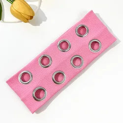 Hip - hop Steampunk Elastic Headband - Punk Style with Hollowed Eyelet Design (Pink)