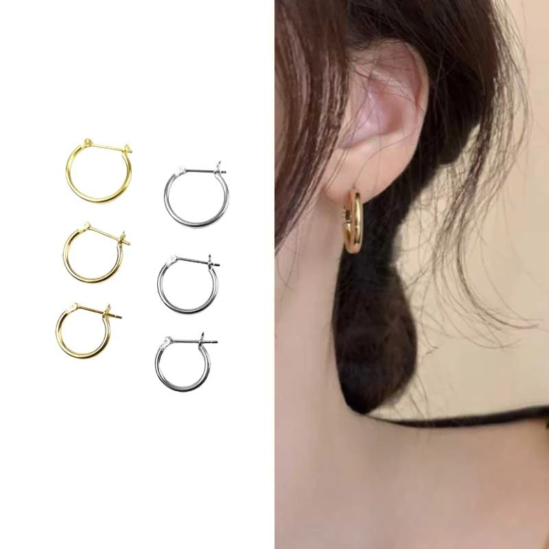 

S925 Silver Jewelry U Shaped Pipeline Hoops Brief Earrings Fashionable Minimalist for Women Retro Stud Delicate