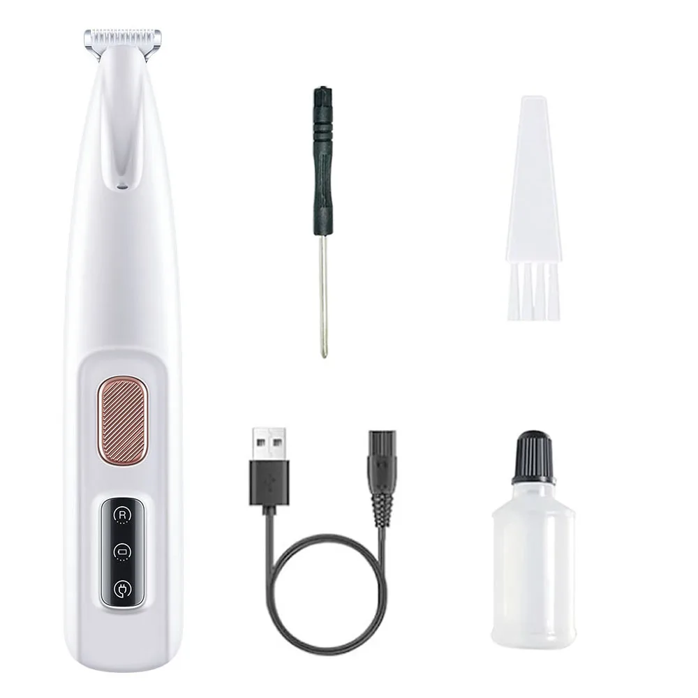 Professional Pet Paw Trimmer with LED Light 18mm Blade Safe Skin-Friendly Waterproof & Quiet Clipper for Cat/Dog Grooming