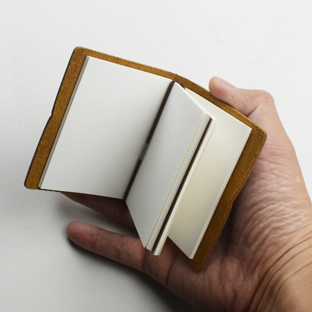 Quaderno tascabile in pelle da 1 pezzo, 60 pagine interne vuote, quaderno per schizzi, citazioni, appunti e diari - immagine 3