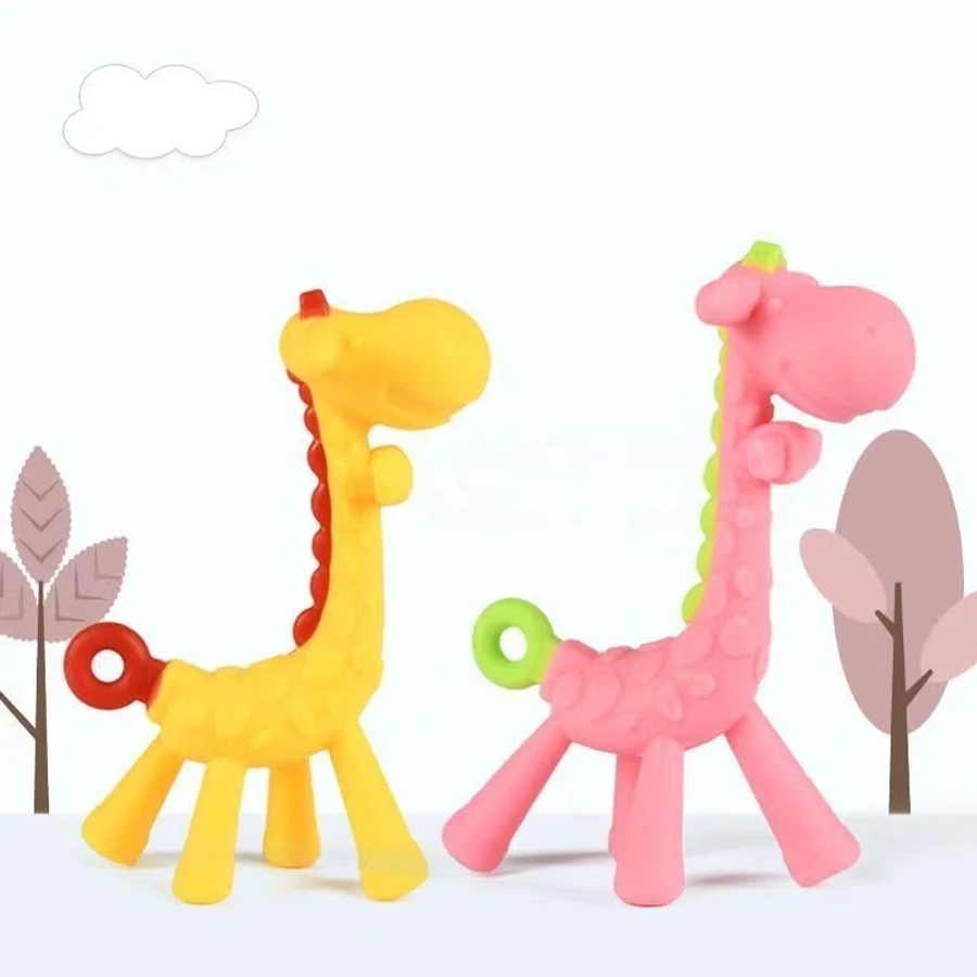 Silicone Teether Baby Silicone Teether BPA Free Giraffe Teether Mouse Pain Relief Children's Sensory Early Learning