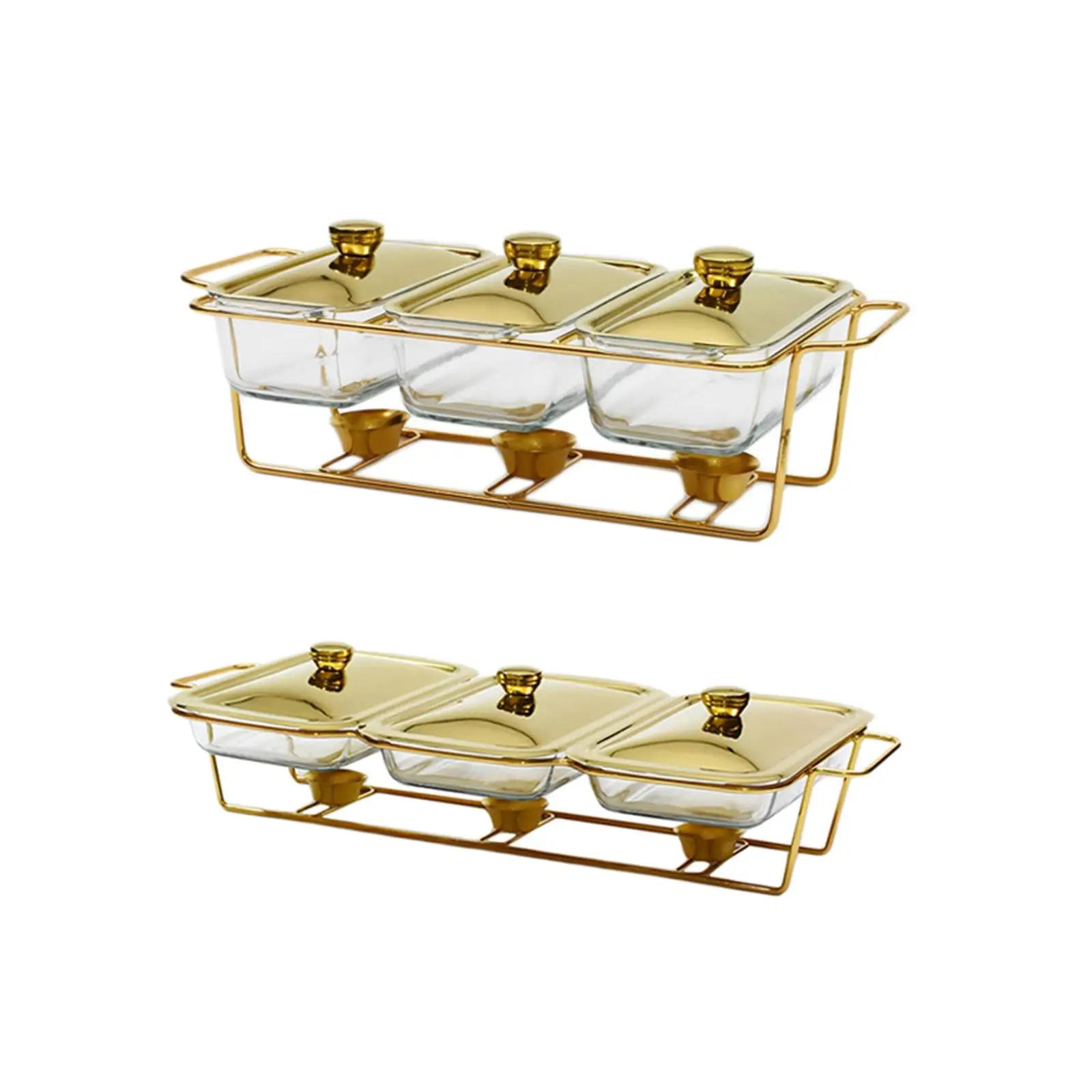 Food Warmers Trays 3 Grids 1.3L/1.5L Chafing Dish Buffet Set Stable Serving Dish Buffet Food Warmer Pot for party Wedding