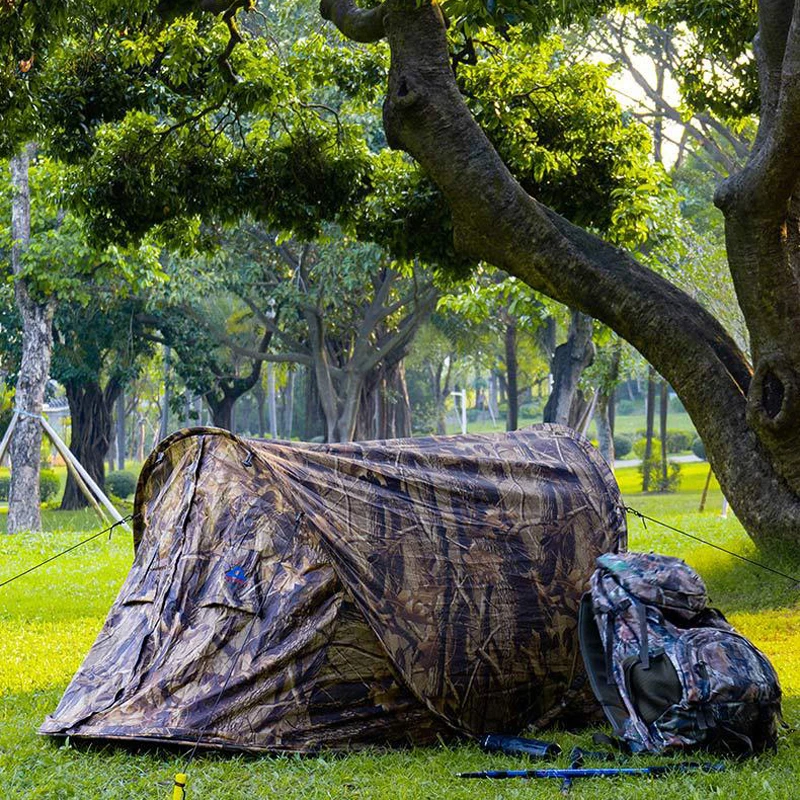 ポータブルポップアップテント,1人用の高品質自動カモフラージュテント,単層,超軽量,キャンプ,持ち運びが簡単,小さなバッグ