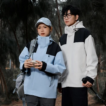 الخريف عالية الجودة المرقعة سترة واقية الرجال النساء في الهواء الطلق تسلق الجبال الرياضة يندبروف مقاوم للماء مقنعين معطف المشي لمسافات طويلة 3