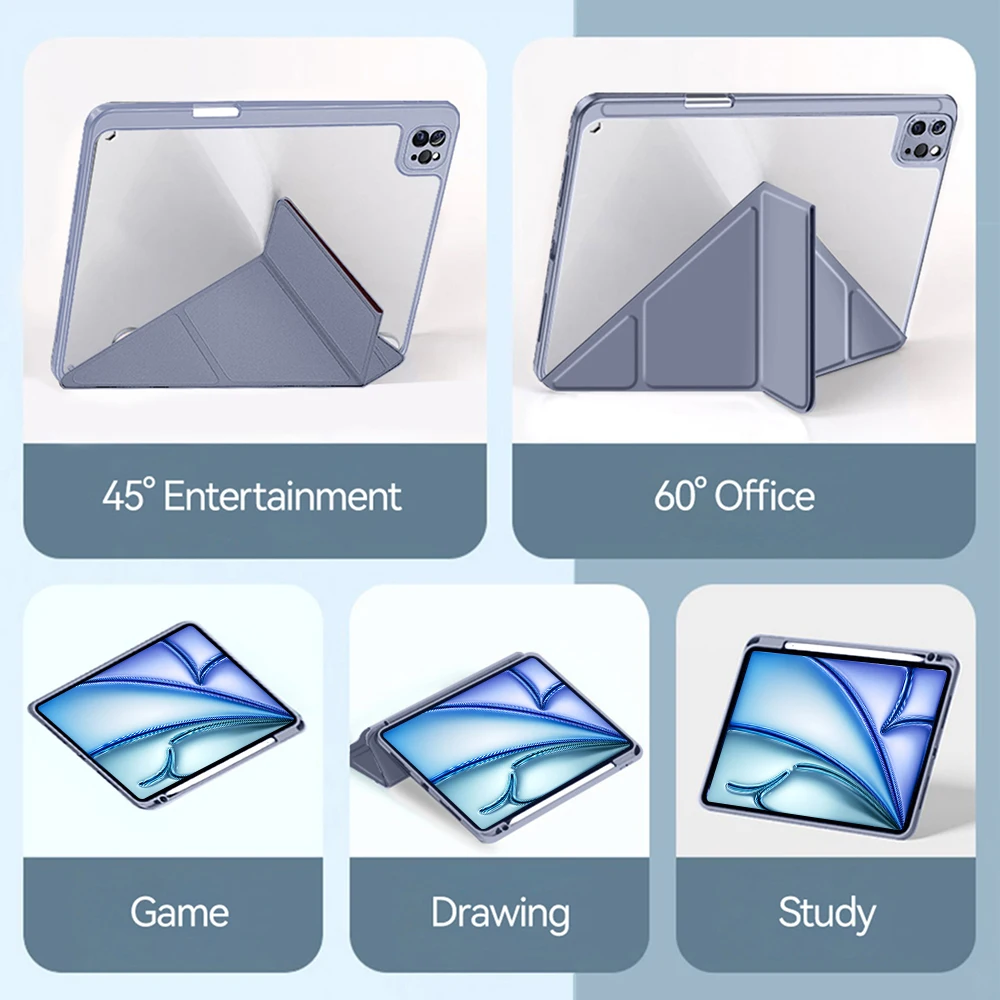 Acrylic Clear Y-Fold Stand Protective iPad Case